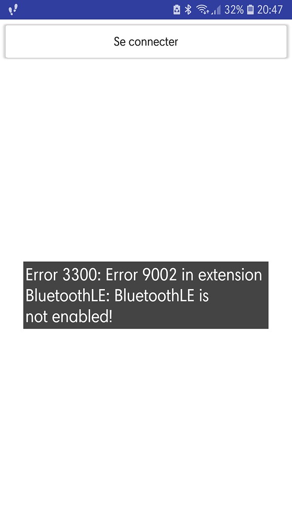 Indique que le BLE Bluetooth Low Energy n est pas activé MIT App