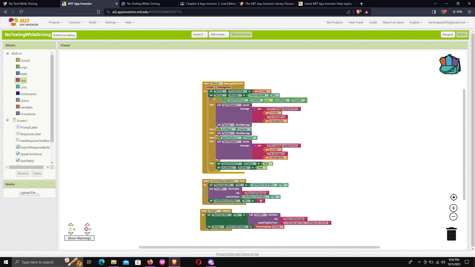 Come someone help me, what should i add on this code blocks so that it has  auto response (to an sms message ) - MIT App Inventor Help - MIT App  Inventor Community