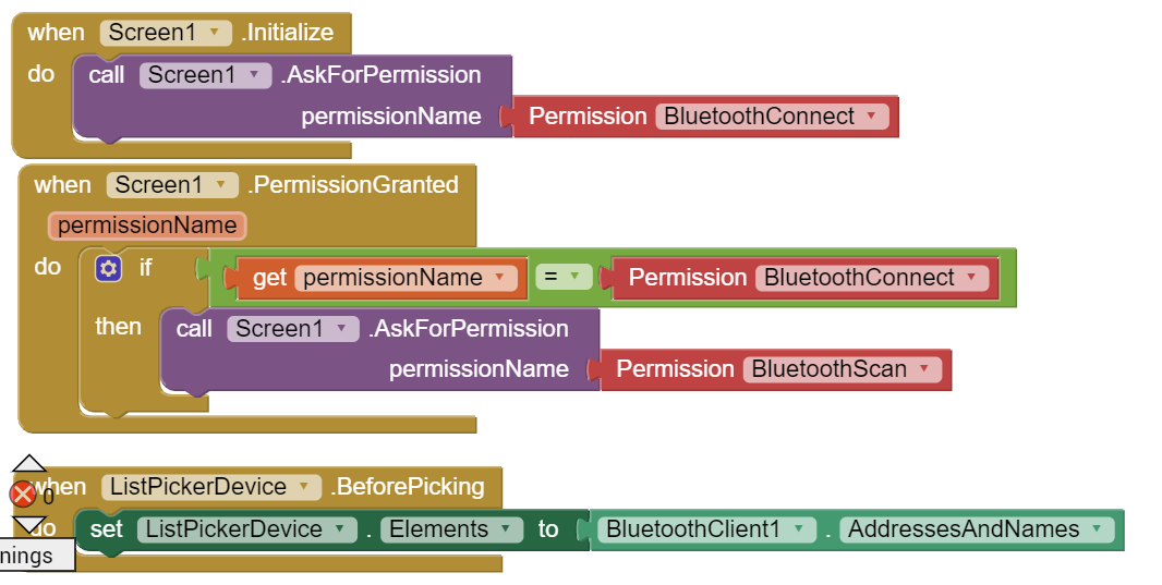 Error 908: The Permission BLUETOOTH.CONNECT has been denied