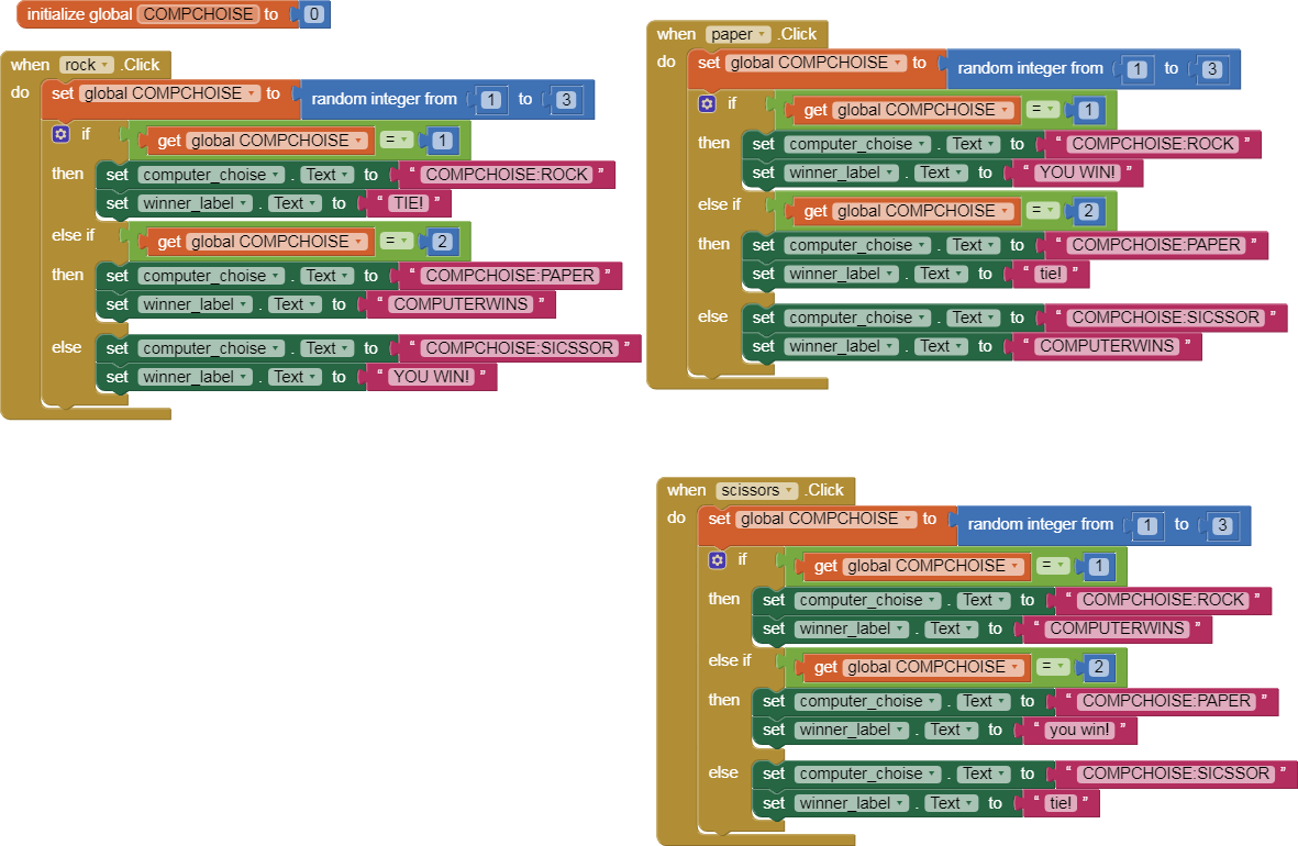 Game of rock paper & scissor, multiplayer - MIT App Inventor Help