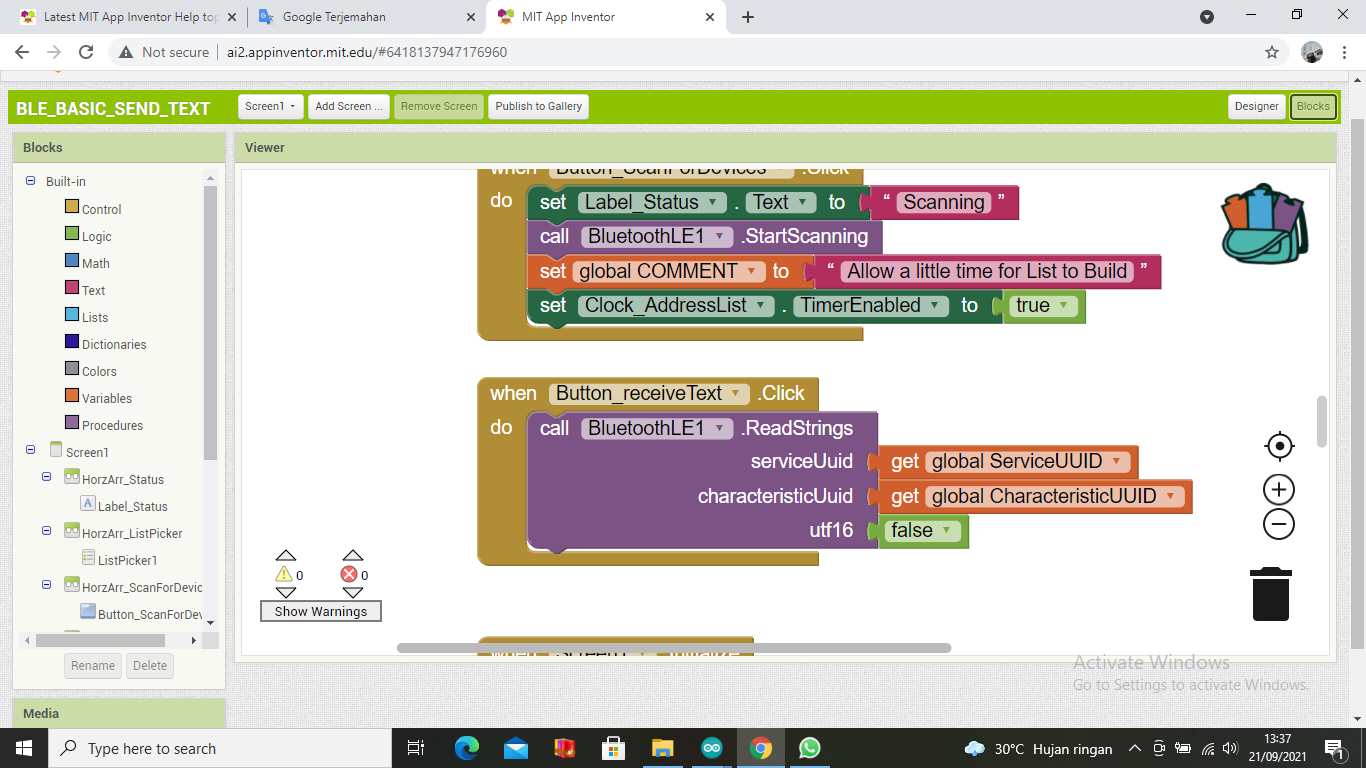 Error 9011 in extension BluetoothLE: Unknown Characteristic - MIT