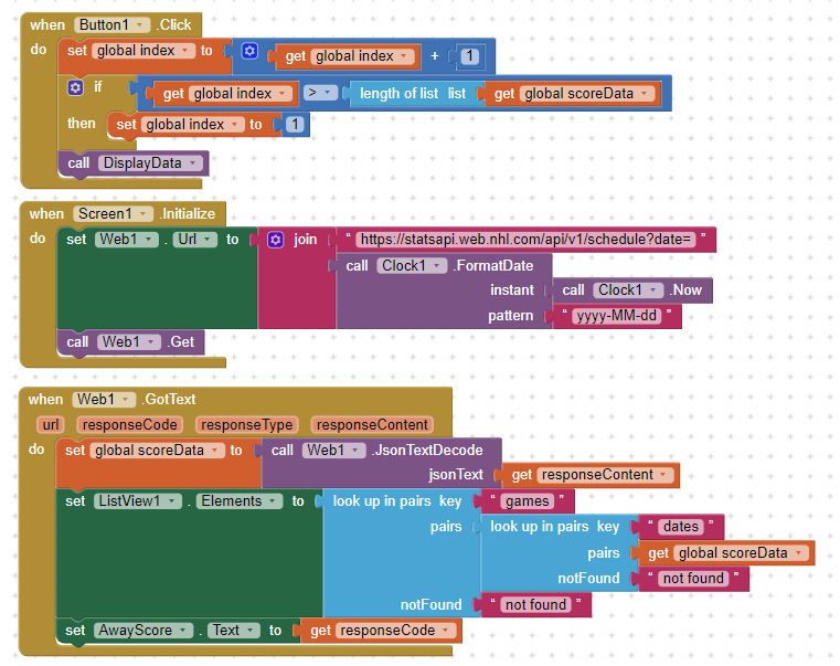 Display and access JSON objects and list formats - MIT App