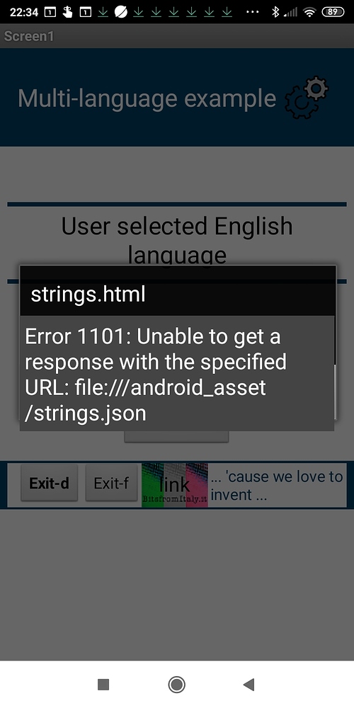 Get error 1109 specified url is not valid mit app inventor help