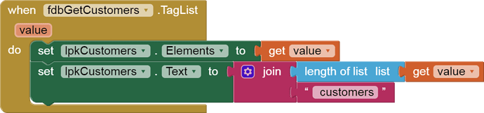 when fdbGetCustomers Taglist