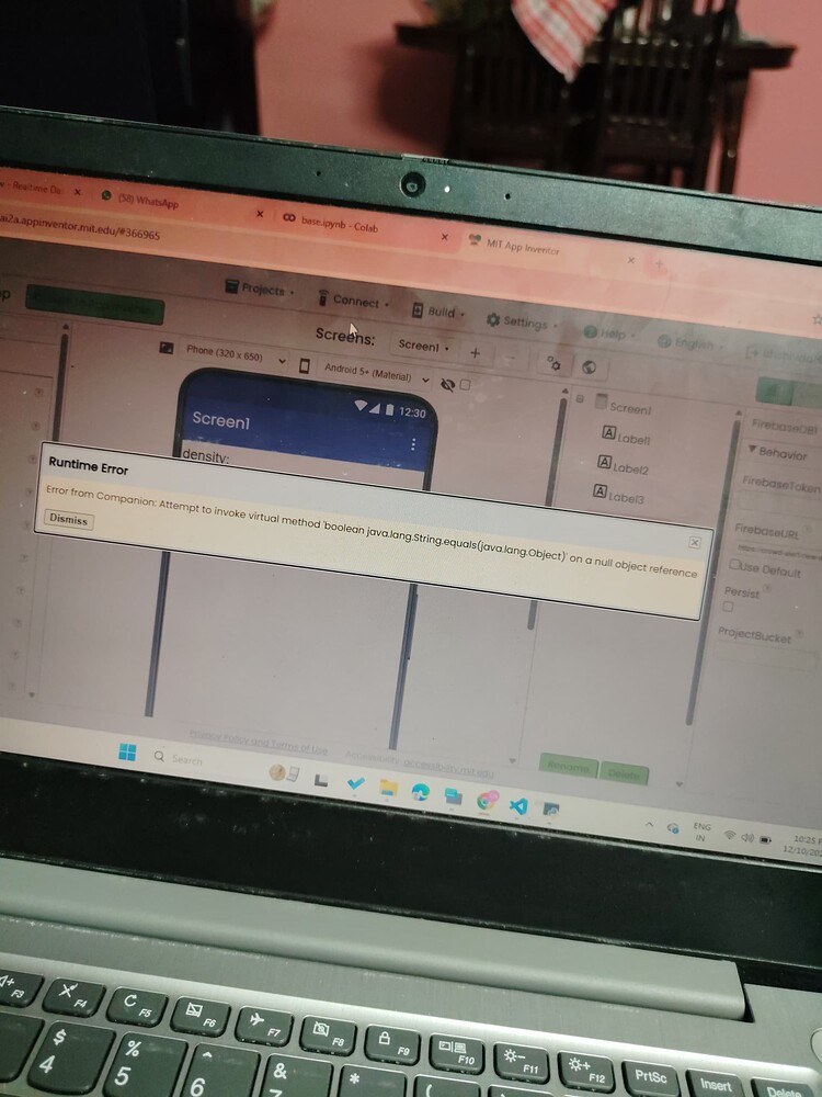Runtime Error Error from Companion: Attempt to invoke virtual method ...