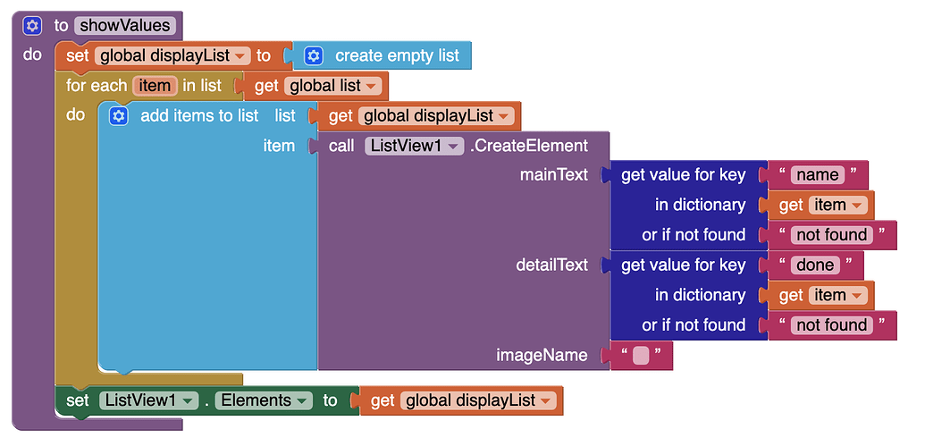 ListView Create element displays an object instead of mainText and ...