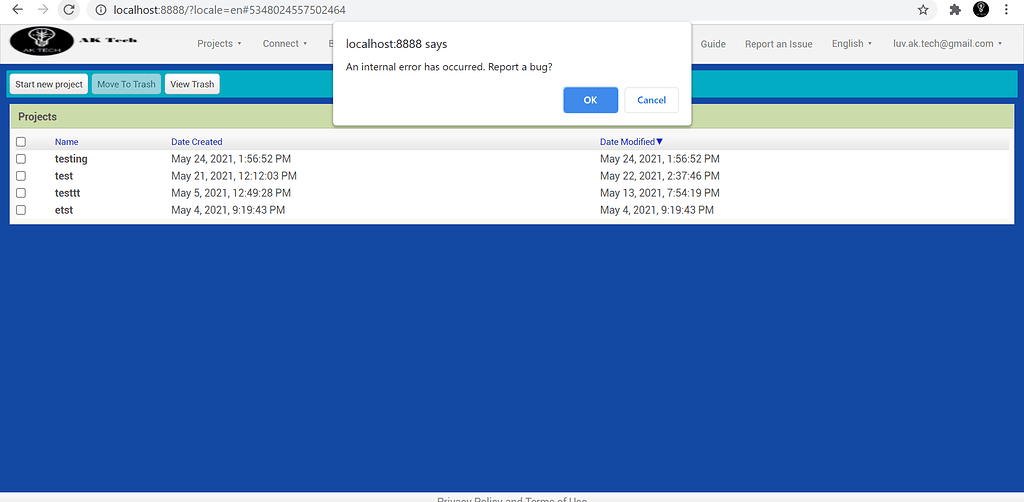 Internal error while running appinventor - Open Source Development ...