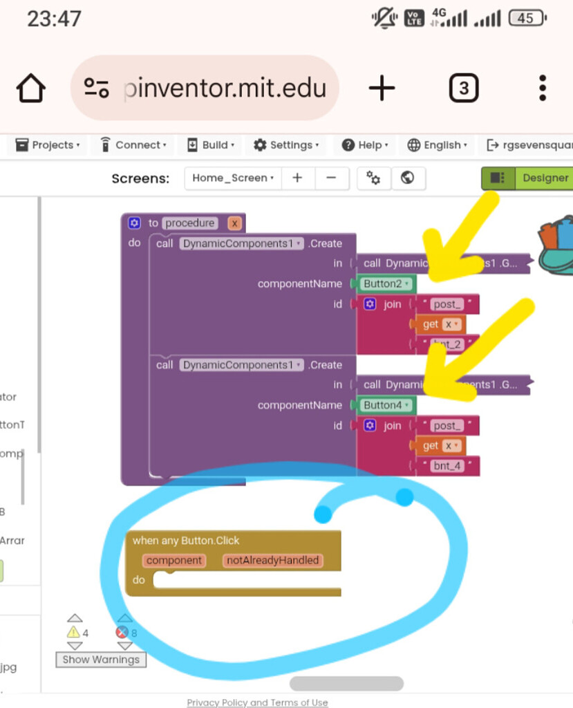 As an example, I have shown you the blocks, now how to connect Button2 ...