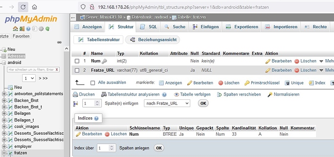 mysql table structure with key