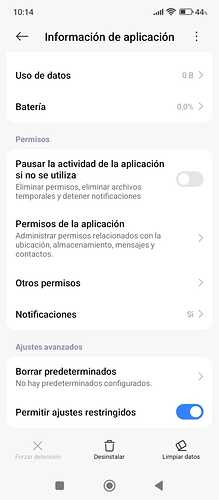 Permitir ajustes restringidos