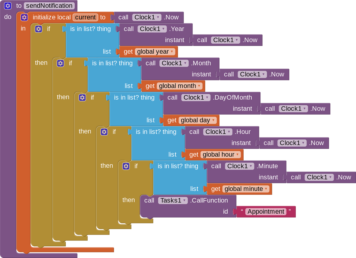 How do I set reminder on the calendar in the app MIT App Inventor