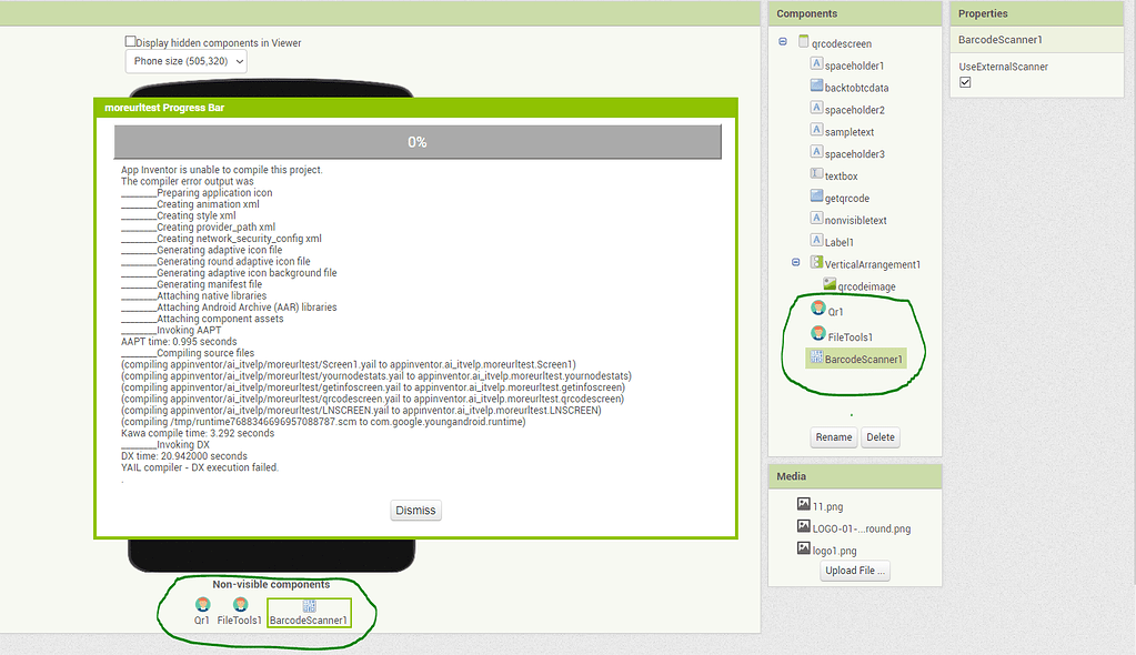 QR and Barcode Scanner wont work together MIT App Inventor Help MIT
