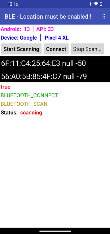 Error 908: the permission bluetooth connect has been denied. please ...