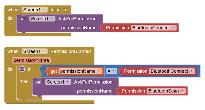 Screen1.Initialize and Screen1.PermissionGranted