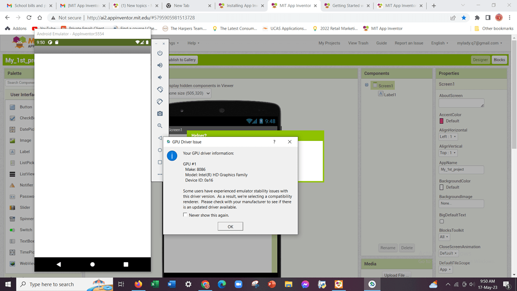 Windows 10 GPU Driver Issue - MIT App Inventor Help - MIT App Inventor ...