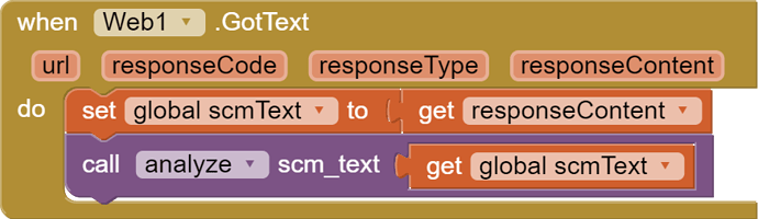 when  Web1 .GotText   url   responseCode   responseType   responseContent   do