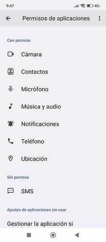 Se puede permtir todo salvo SMS