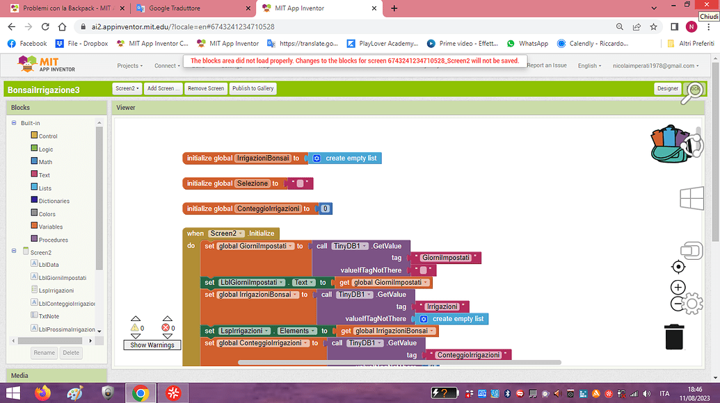 Problemi con la Backpack MIT App Inventor Help MIT App Inventor