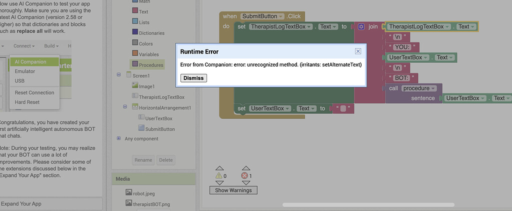 Error when trying to connect to companion - App Inventor for iOS - MIT ...