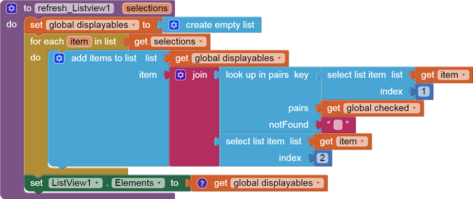 to refresh_Listview1   selections do