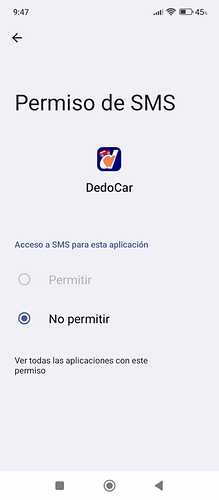 botón de permitir SMS deshabilitado