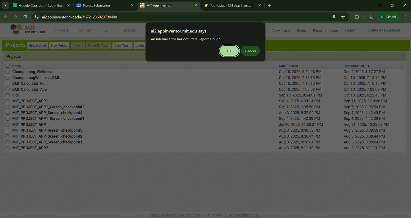 I cannot open my project - Bugs and Other Issues - MIT App Inventor ...