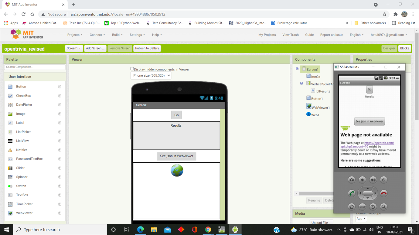 How do you connect open trivia api with mit app inventor MIT App