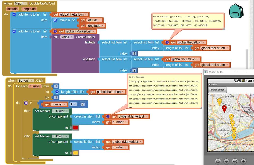 Help, markers on the map - MIT App Inventor Help - MIT App Inventor ...