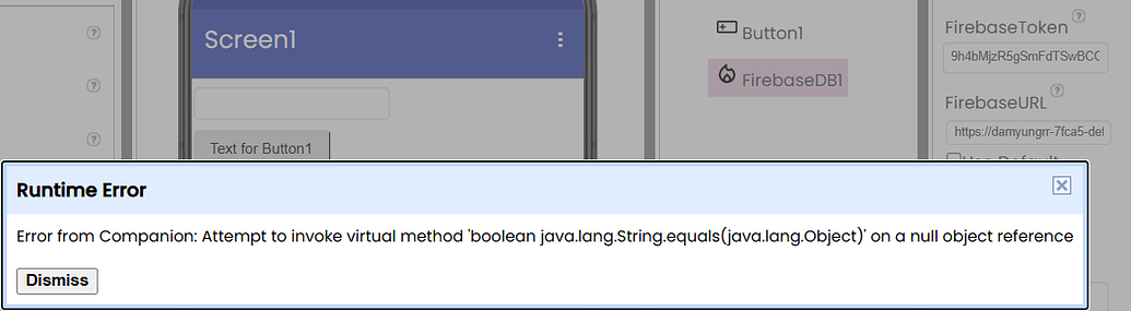 Runtime Error Error from Companion: Attempt to invoke virtual method ...