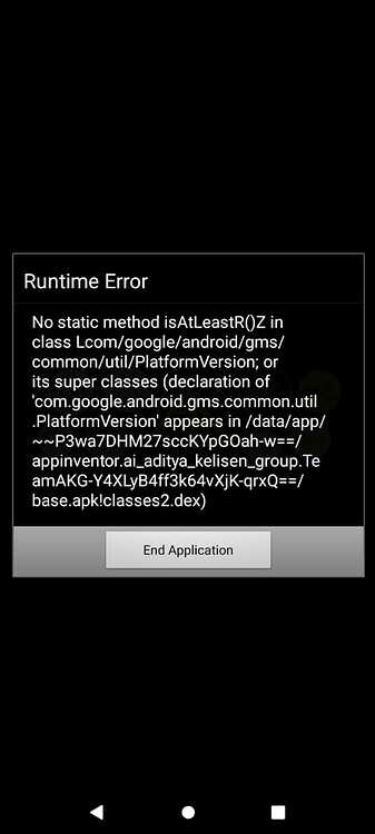 I'm getting runtime error no static method isAtLeastR()Z in moto e40 ...
