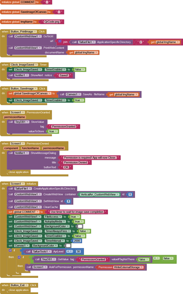 How to print QR code generated in the Canvas to thermal printer in MIT ...