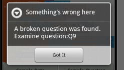 Check question Q9 error message