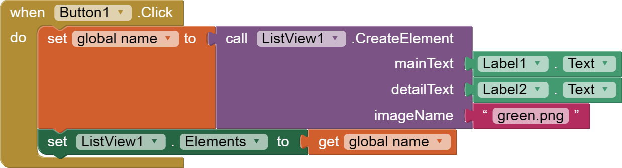 mit app inventor create list