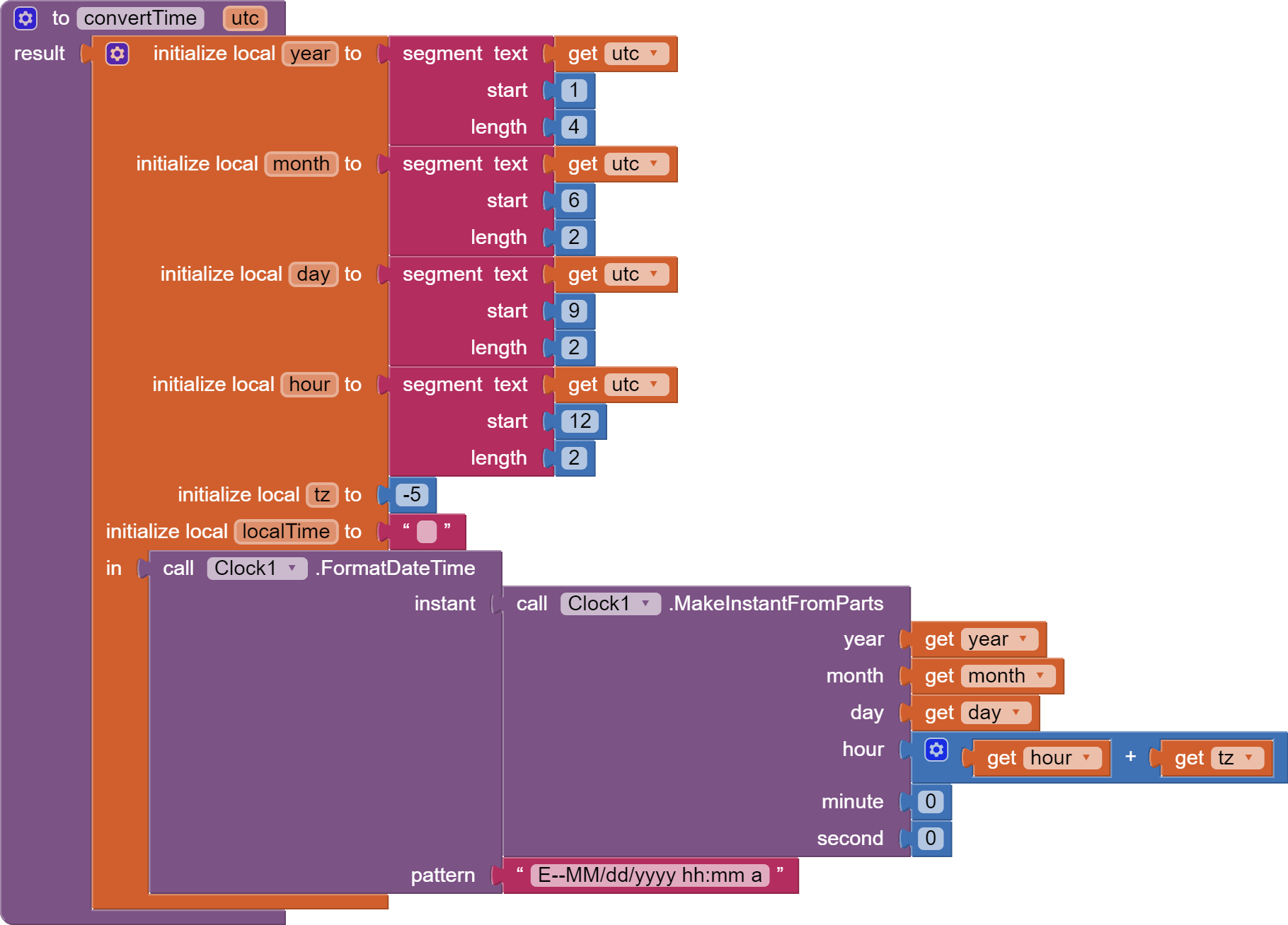 UTC ISO 8061 To Standard Time MIT App Inventor Help MIT App 