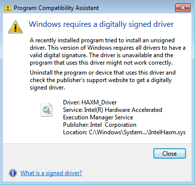 unsigned-driver-error