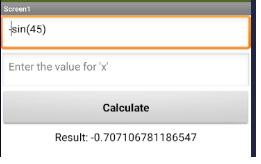 Sample run with minus and trig