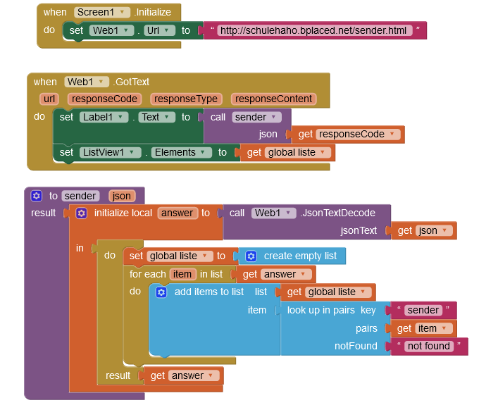 Display and access JSON objects and list formats - MIT App