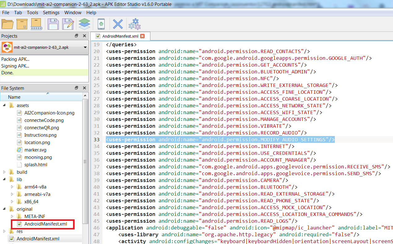 Add permissions to MIT Companion with APK Editor Studio - Tutorials and  Guides - MIT App Inventor Community