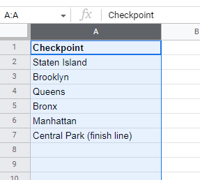 Checkpoints sheet