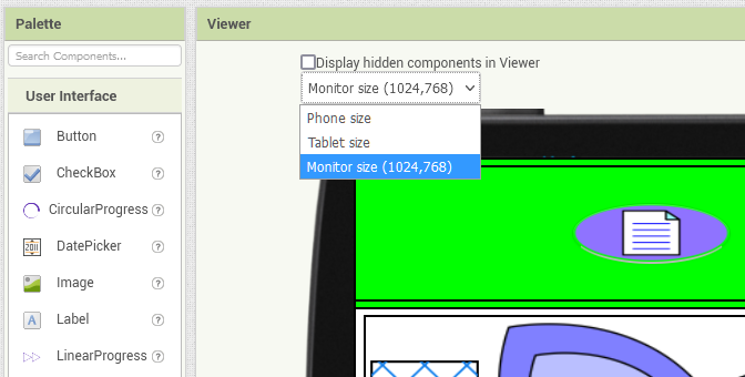 VIEWER MONITOR SIZE