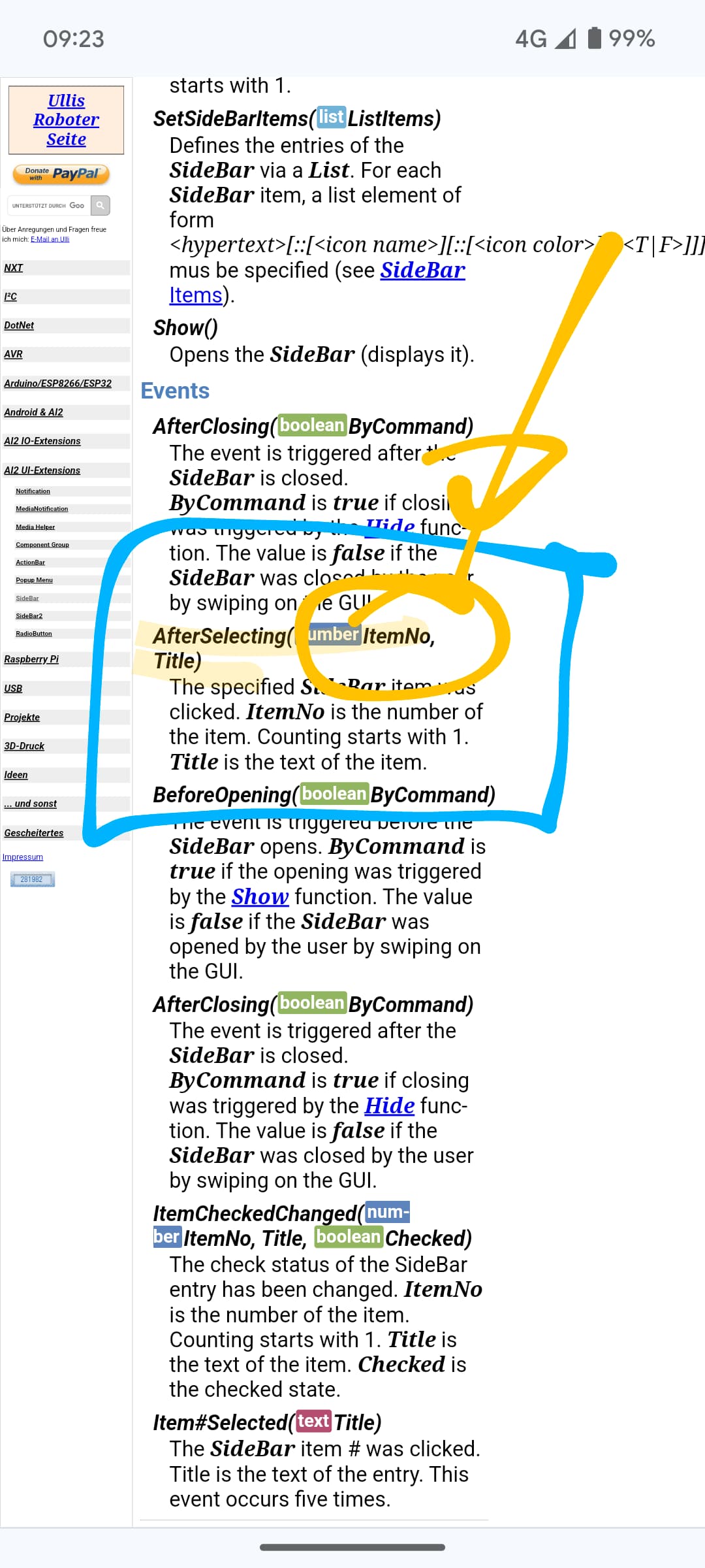 How a popup menu can link to other screens or a web page? - MIT App ...