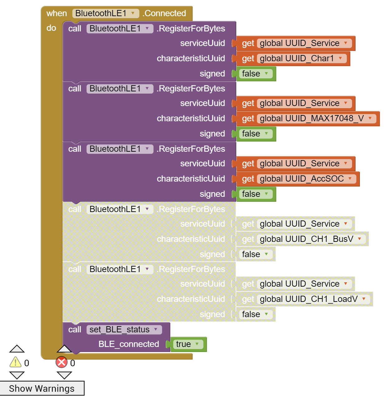 Problem when RegisteringForBytes with BluetoothLE1 - MIT App Inventor ...